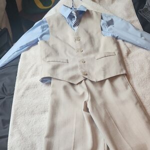 Men's Beige Suit Vest and Pants Set